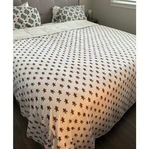 Holiday Gingerbread Flat Sheet Cute Christmas Bedding King Size Bed